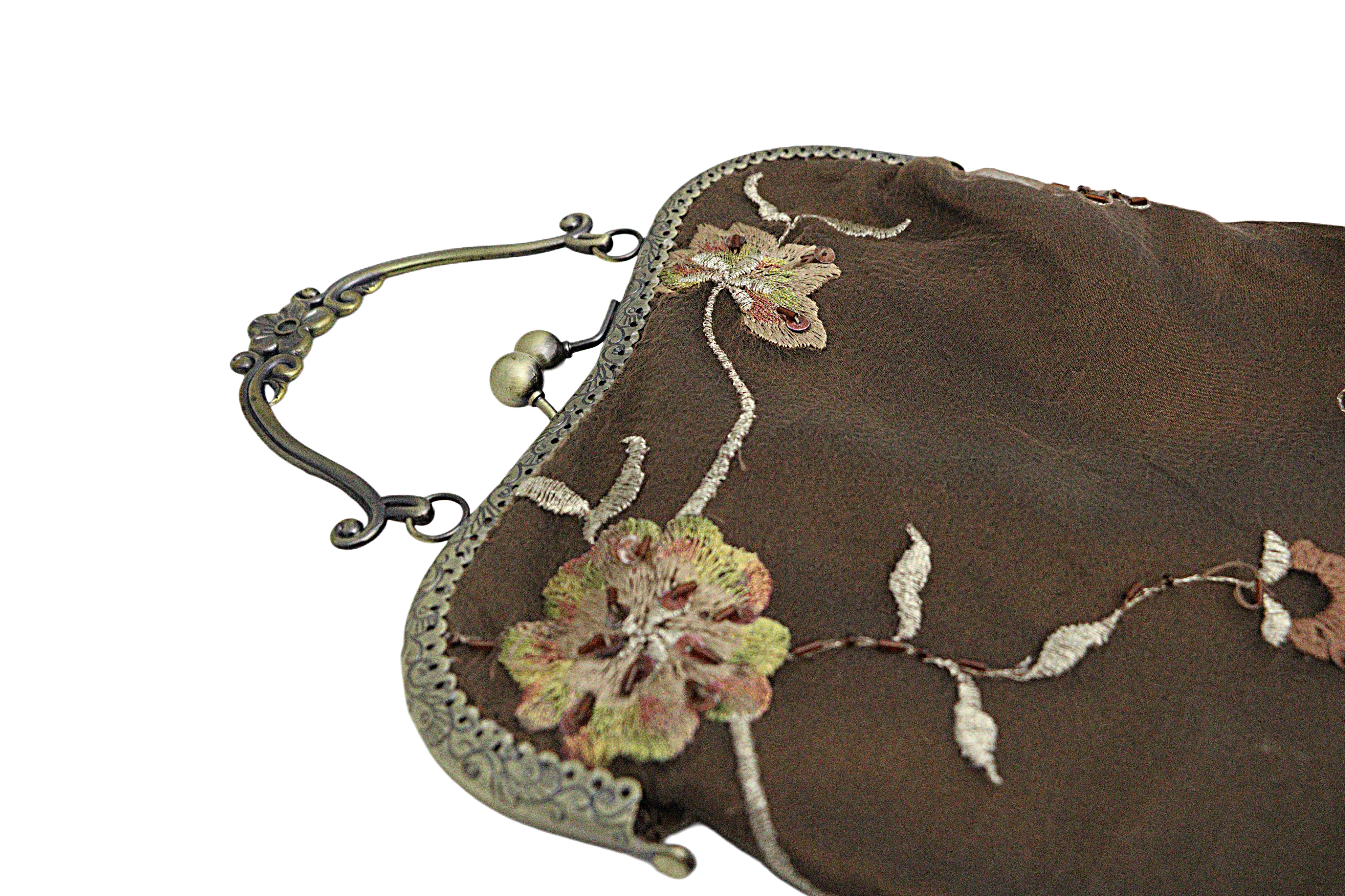 Brown Floral Embroidered Handbag from the Atatürk Movie Collection