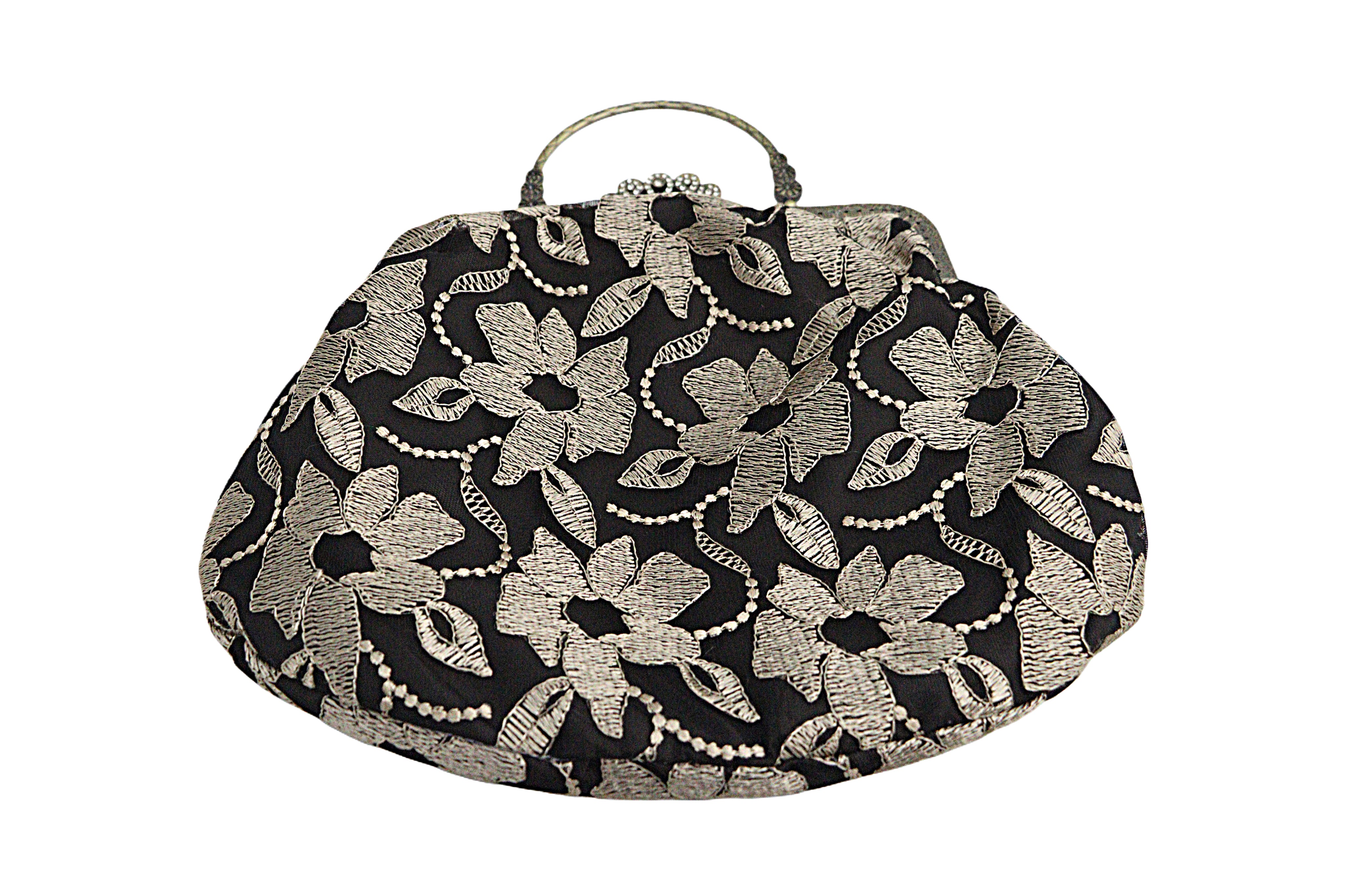 Exquisite Black Floral Lace Handbag – Vintage Grace