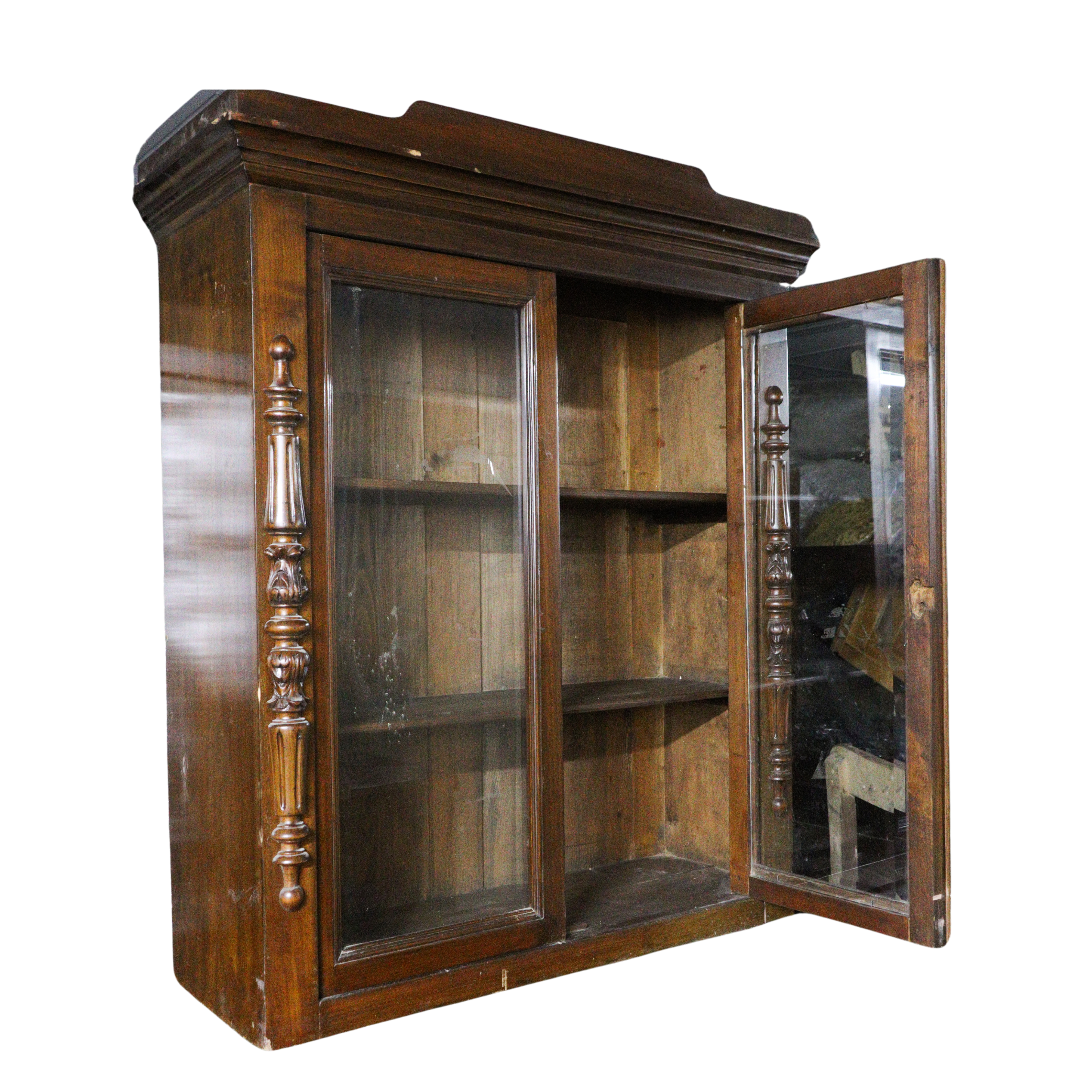 Classic Glass-Front Wooden Display Cabinet from the Atatürk Film Collection