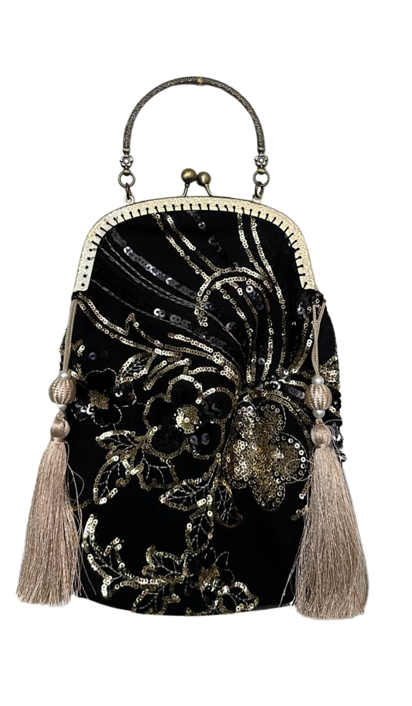 Black Velvet Tassel Handbag from the Atatürk Movie Collection