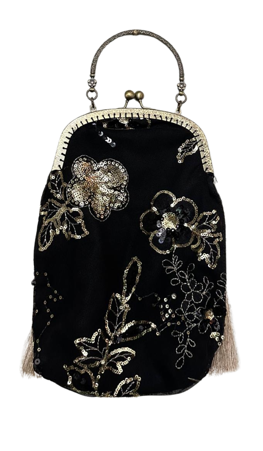 Black Velvet Tassel Handbag from the Atatürk Movie Collection