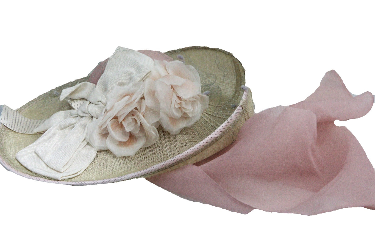 Graceful Vintage Wide-Brim Hat with Scarf – Timeless Elegance