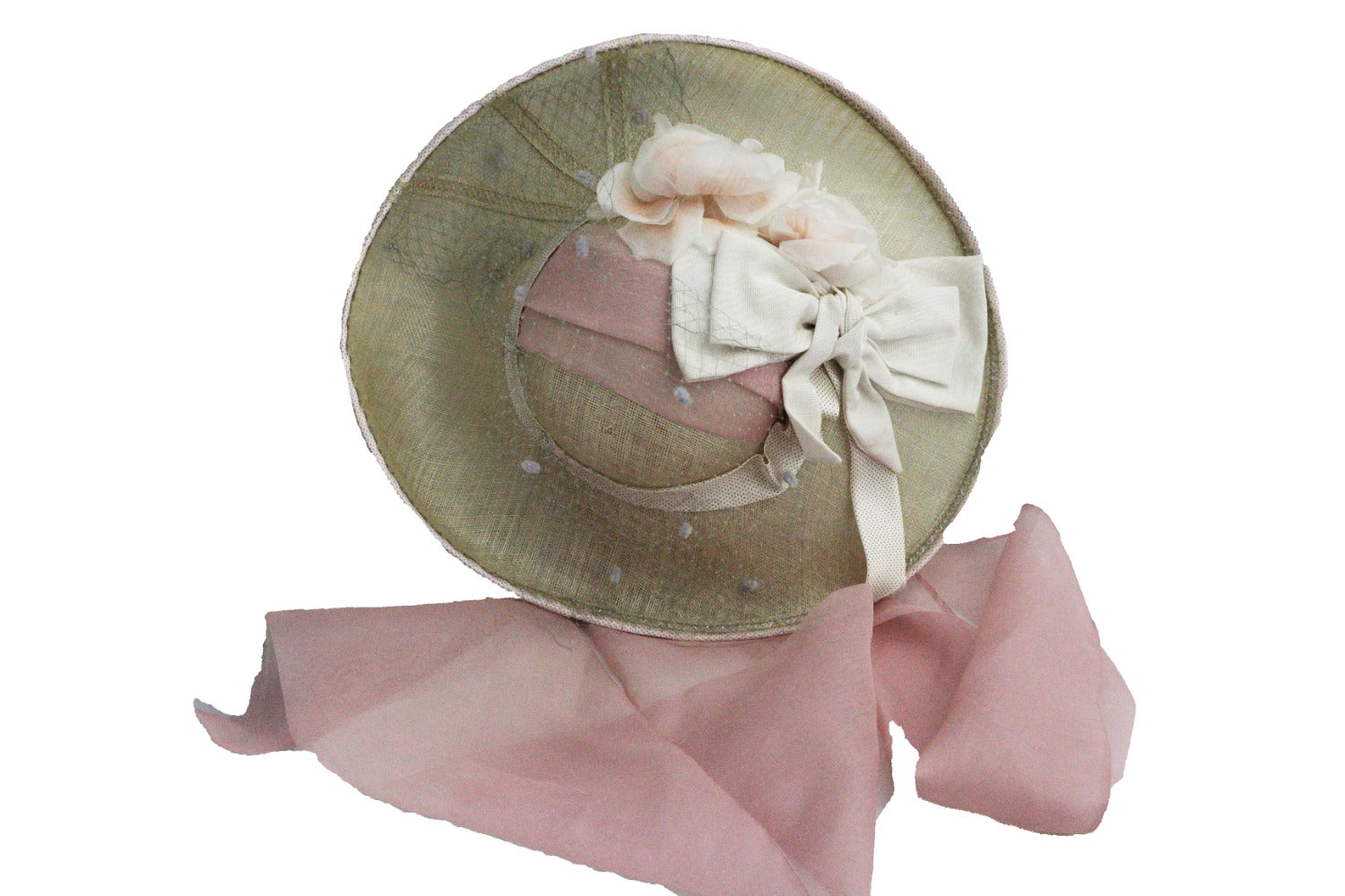 Graceful Vintage Wide-Brim Hat with Scarf – Timeless Elegance