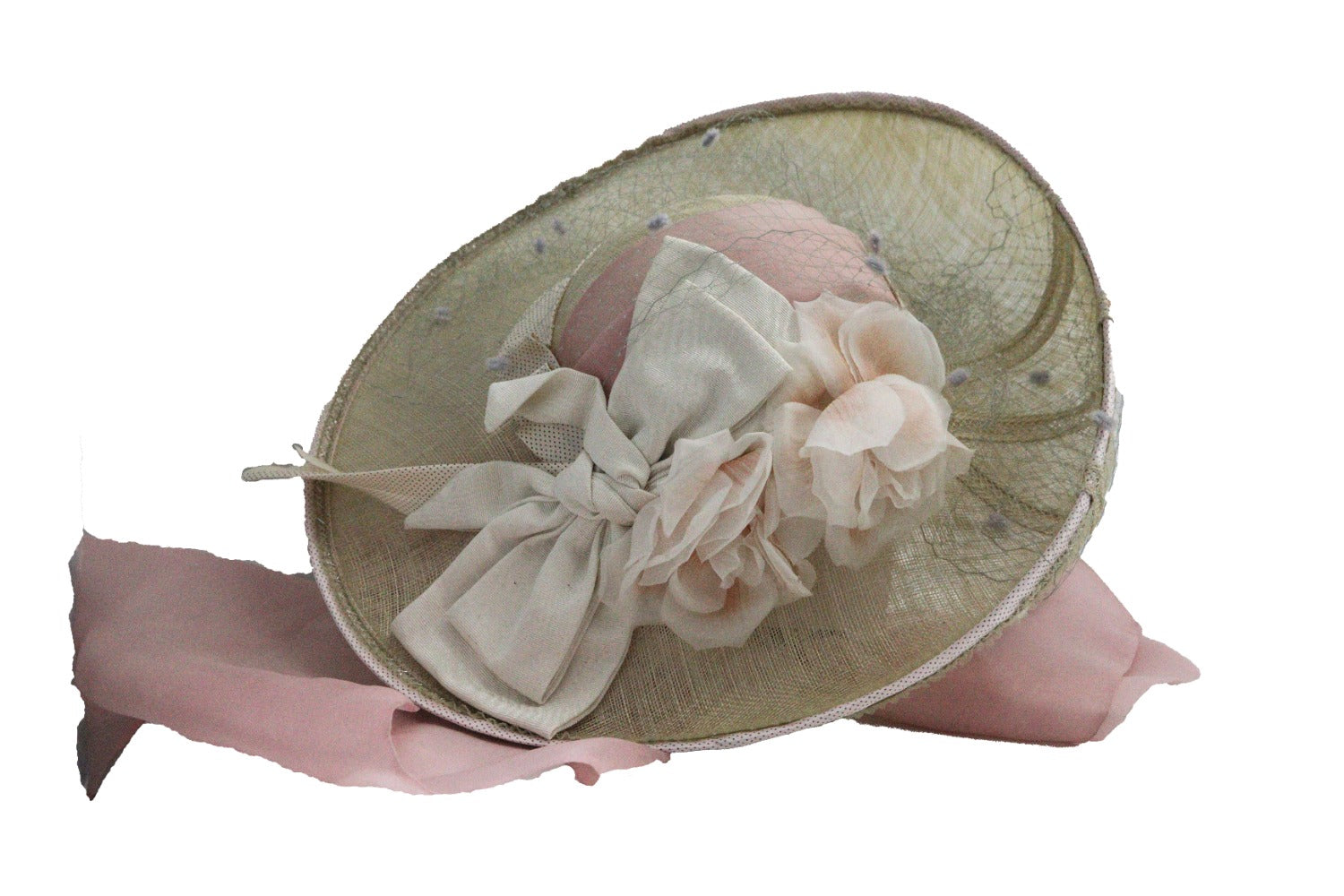 Graceful Vintage Wide-Brim Hat with Scarf – Timeless Elegance