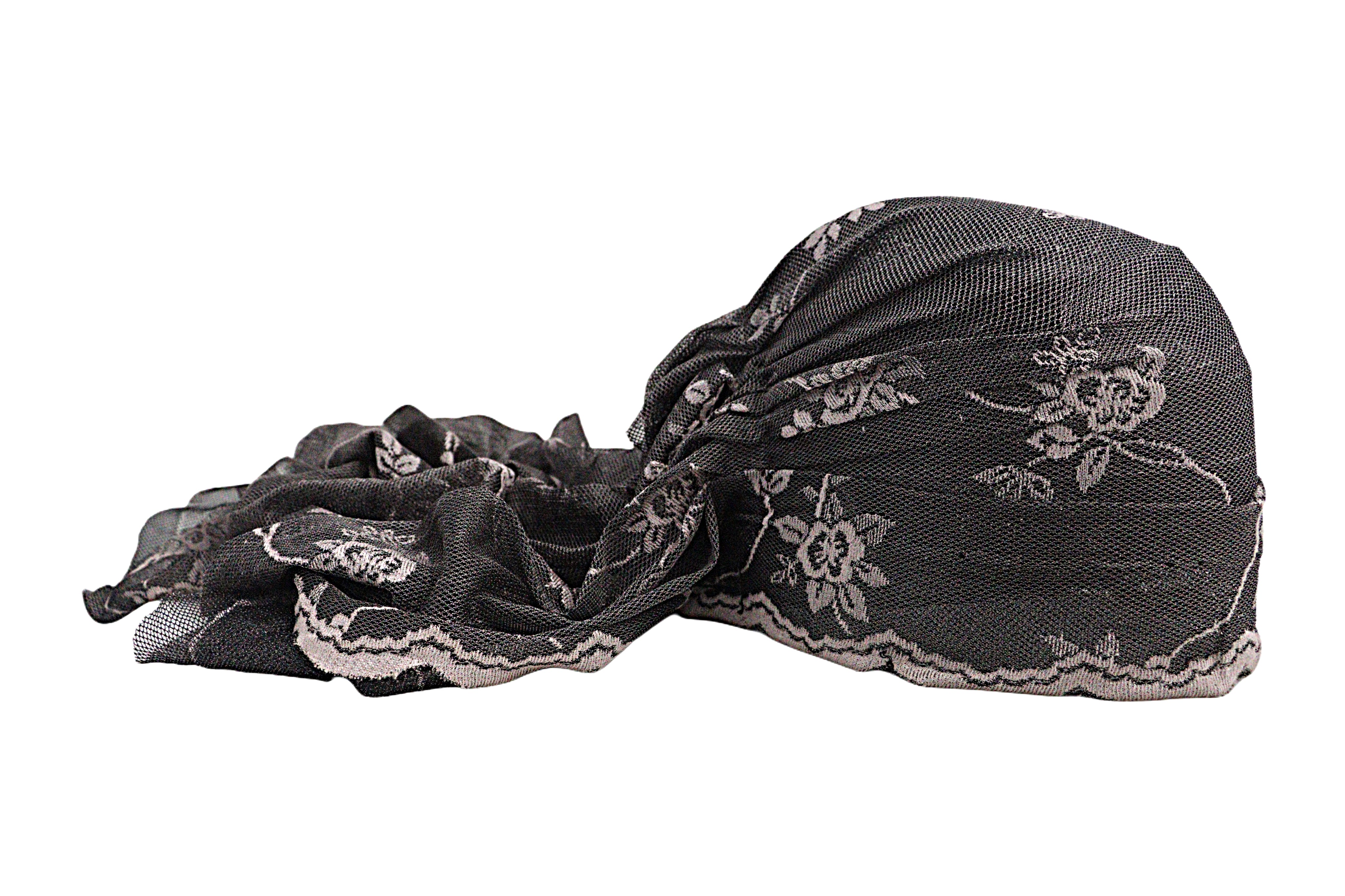 Embroidered Floral Mesh Turban with Veil from the Atatürk Movie Collection