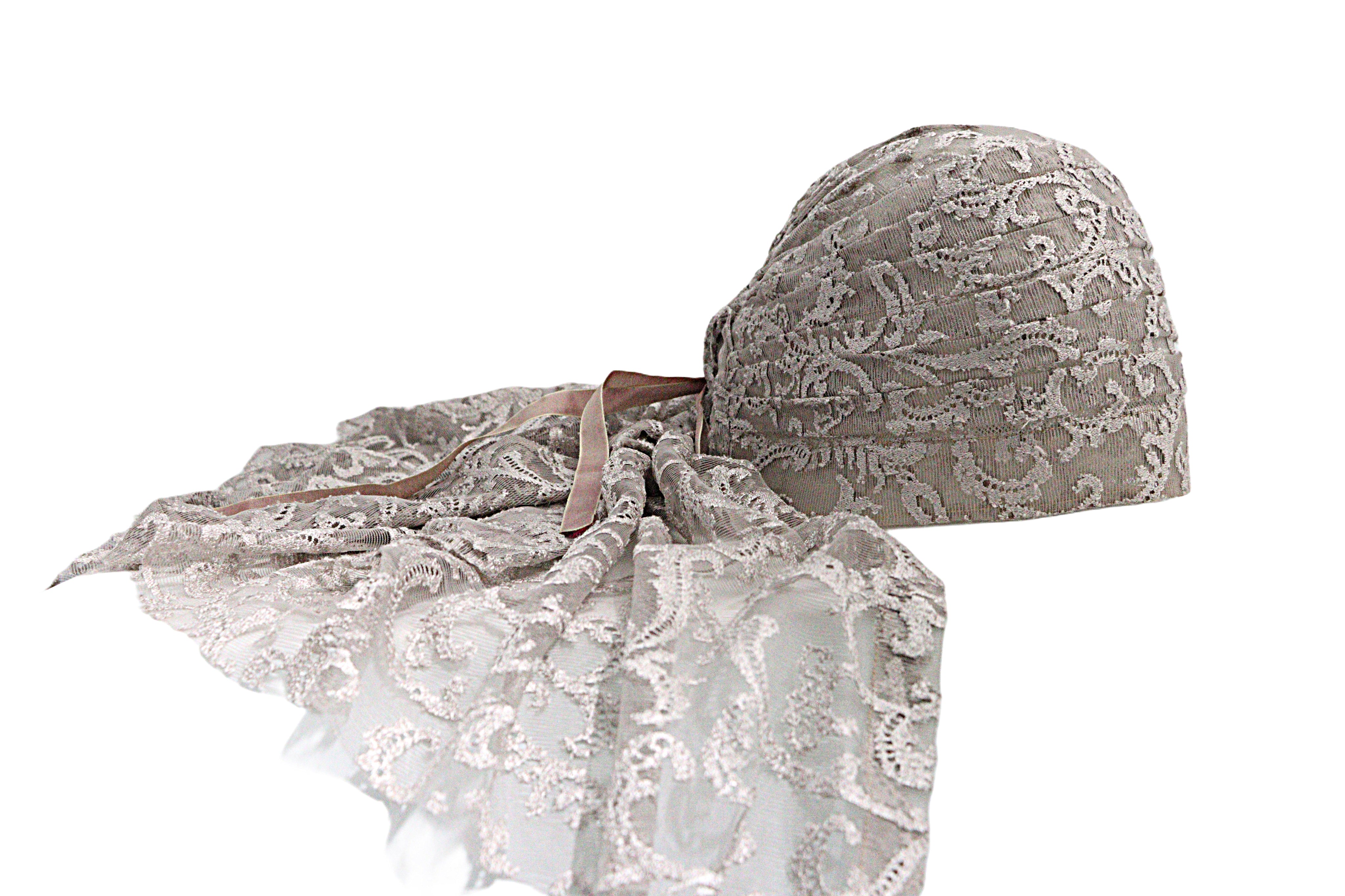 Vintage Lace Wrap Hat in Elegant Taupe from the Atatürk Film Collection