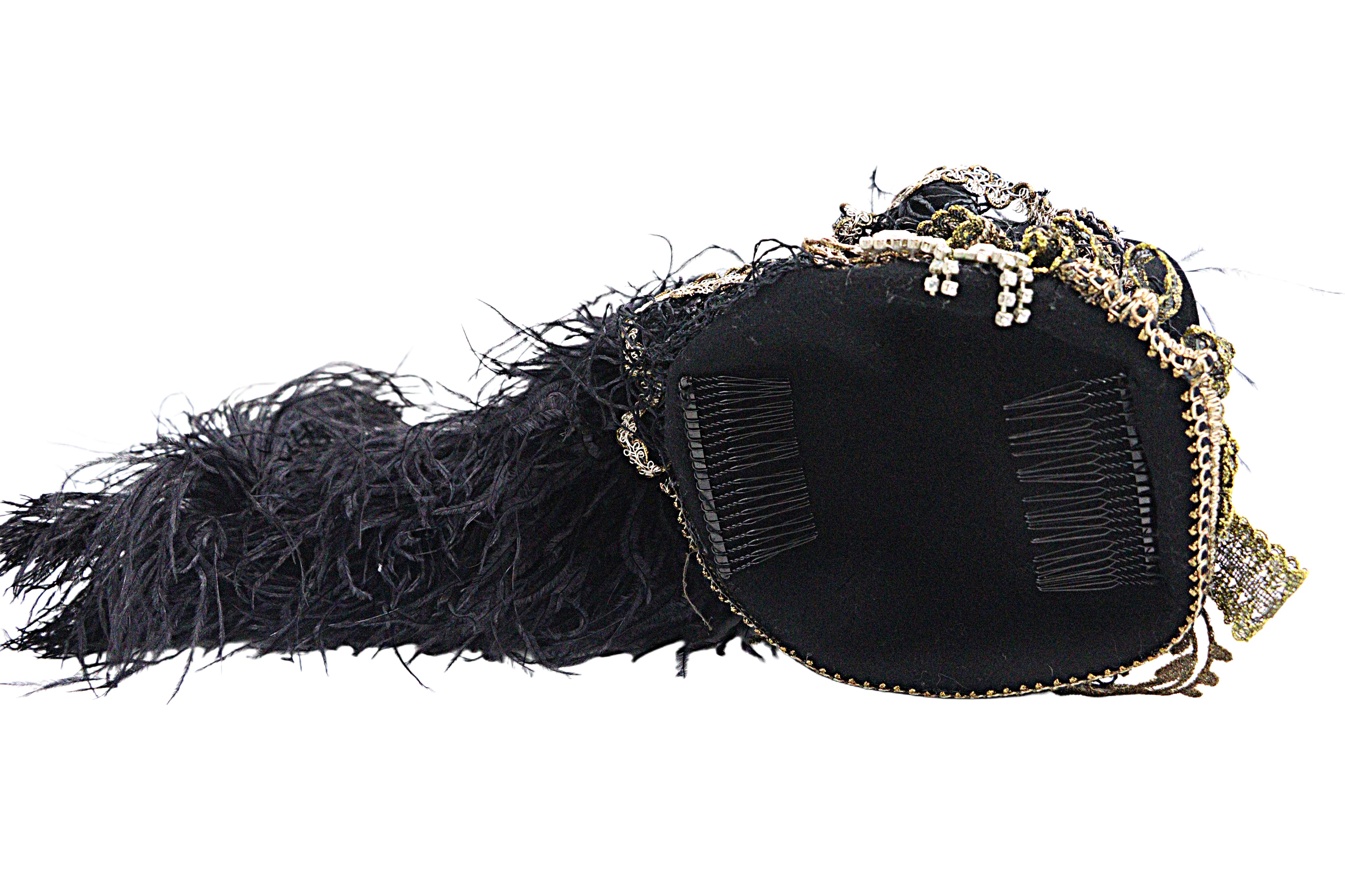Elaborate Black Feathered Hairpiece from the Atatürk Movie Collection