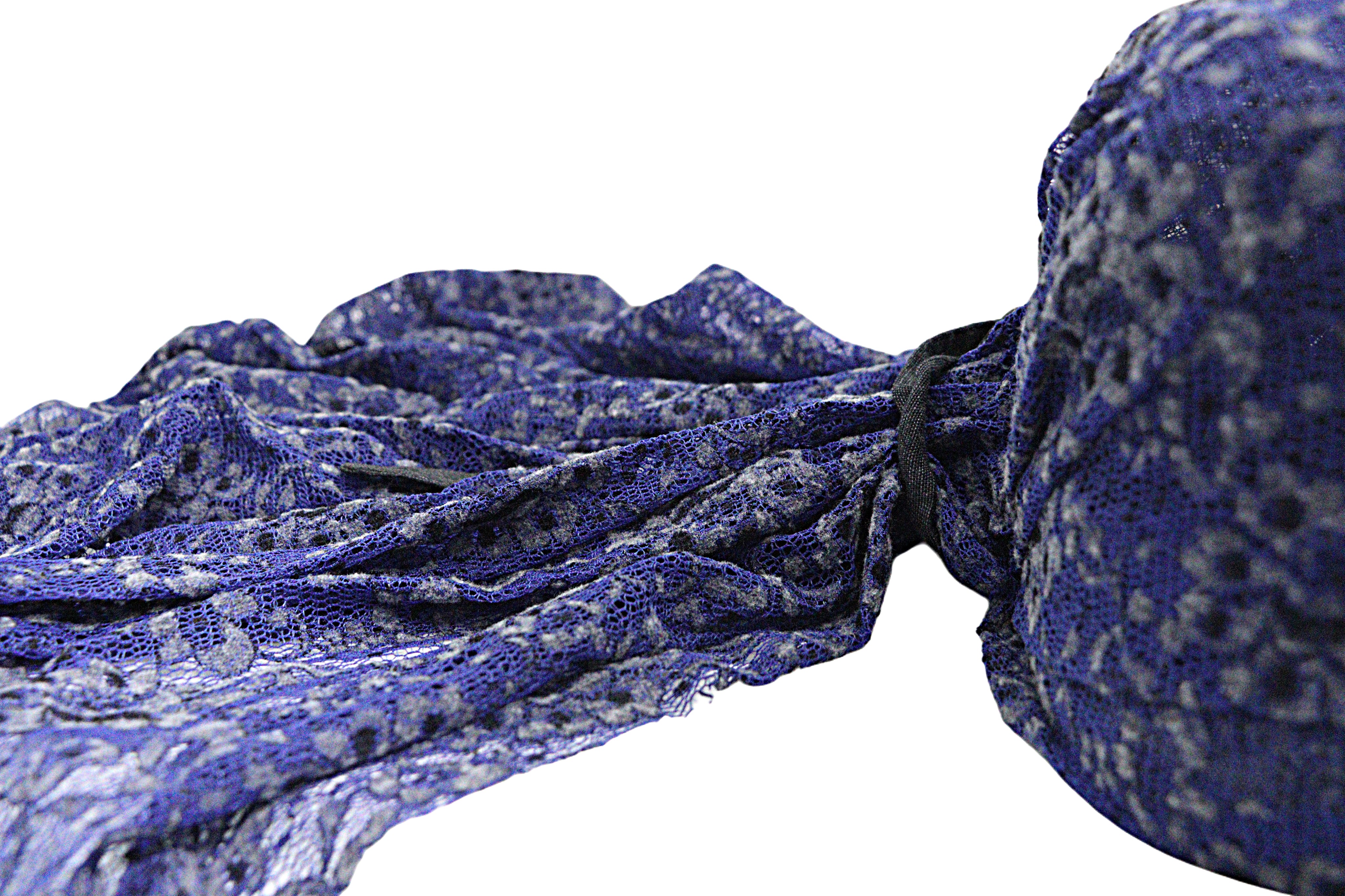 Exquisite Blue Floral Lace Wrap Hat from the Atatürk Film Collection