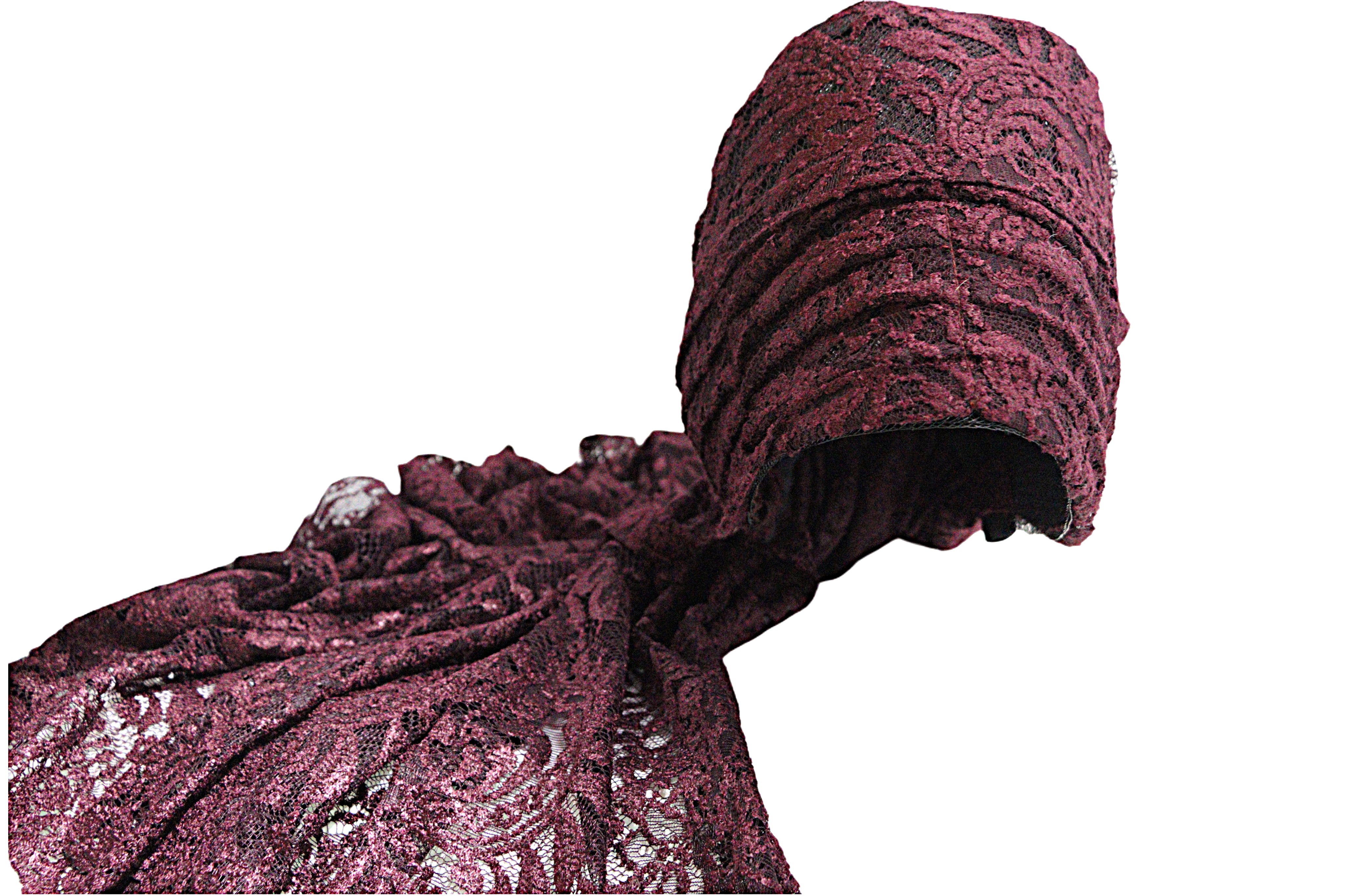 Elegant Maroon Lace Wrap Hat from the Atatürk Film Wardrobe